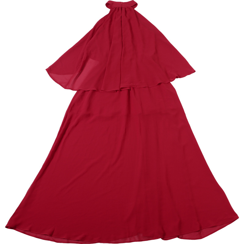 Sleeveless Scarlet Tie Neck Long Dress