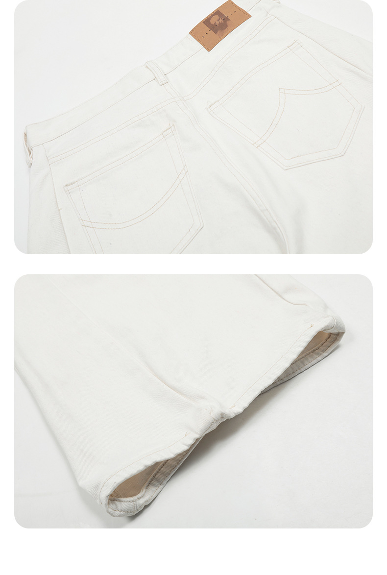White Tapered Straight Leg Jeans for Men and Women