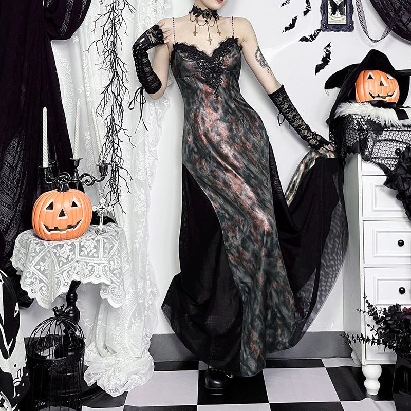 Bodycon Dress Gothic Chic Embellished Fitted Full Skirt Dress for Women