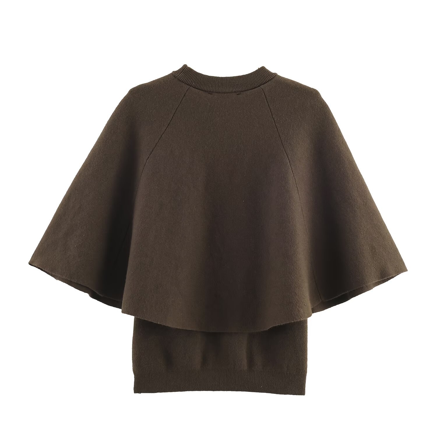 Polyester Plain Tiered Batwing Collarless Sweater