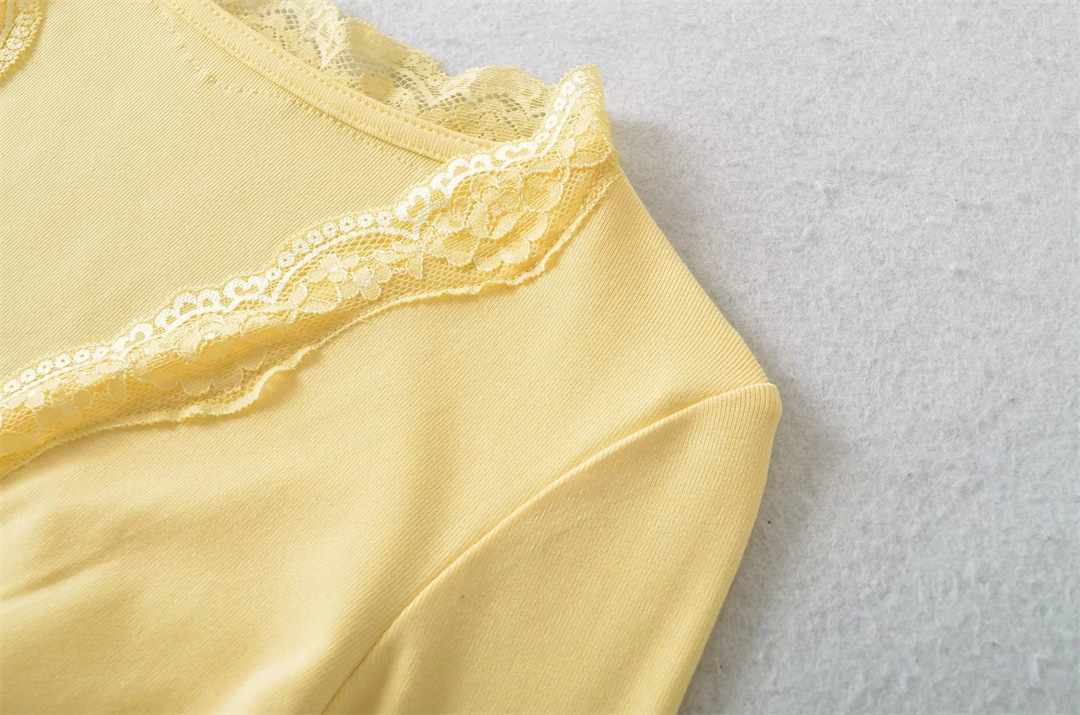 Solid Private Lady Plunge Neckline Slim Fit Top
