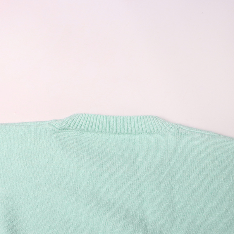 Ladies Polyester Textured Relaxed Crew Full Sweater