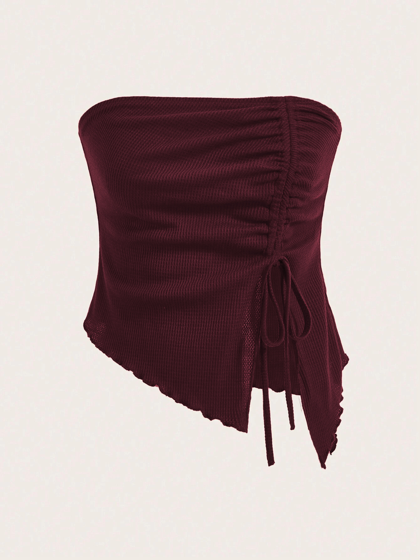 Fitted Collar Neck Tie Front Asymmetric Vest Top