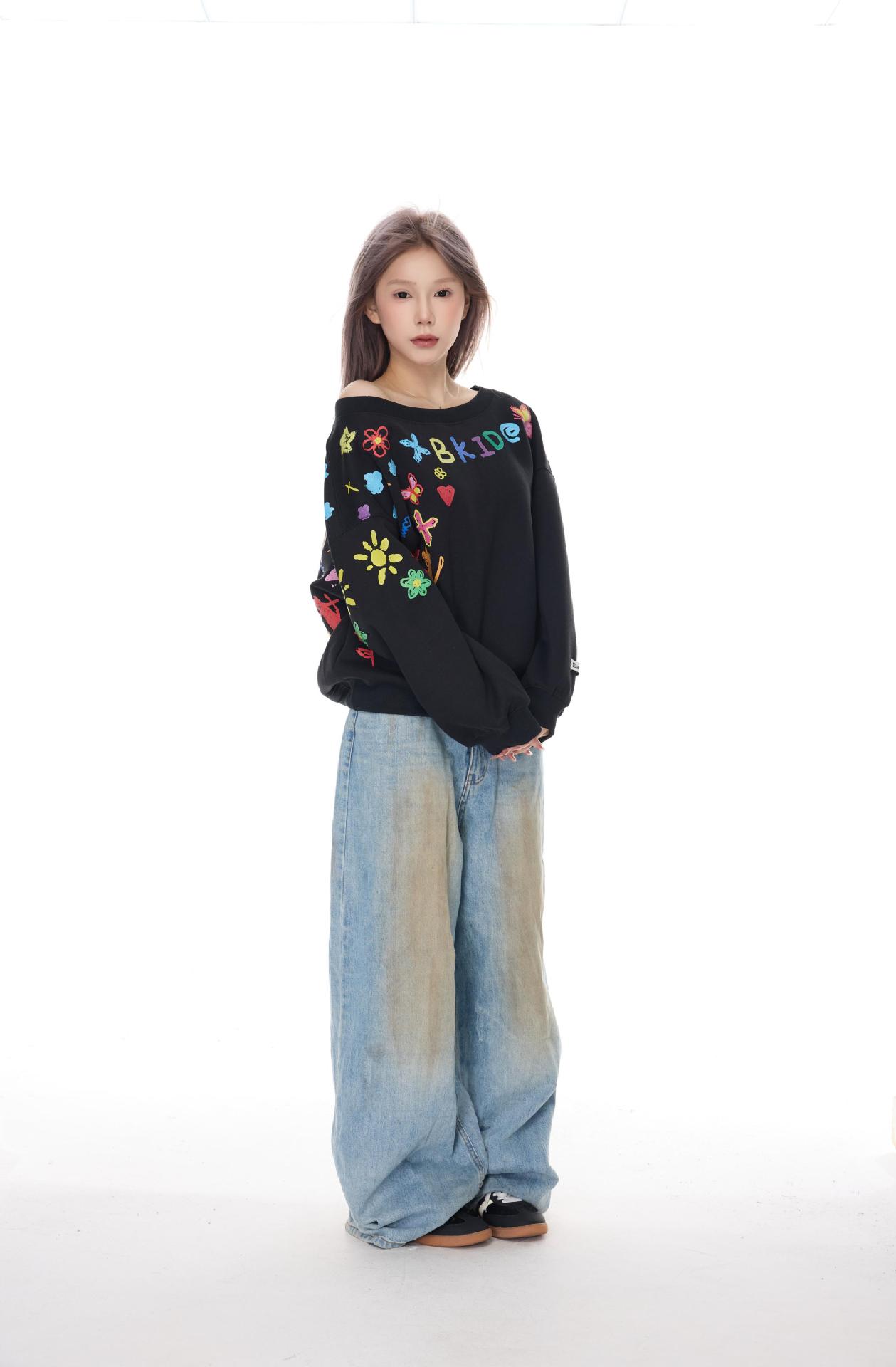 Slouchy Cotton Graphic Hoodie