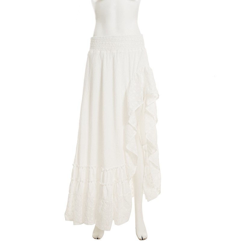 Asymmetrical Scalloped Edge High-Rise Swing Skirt