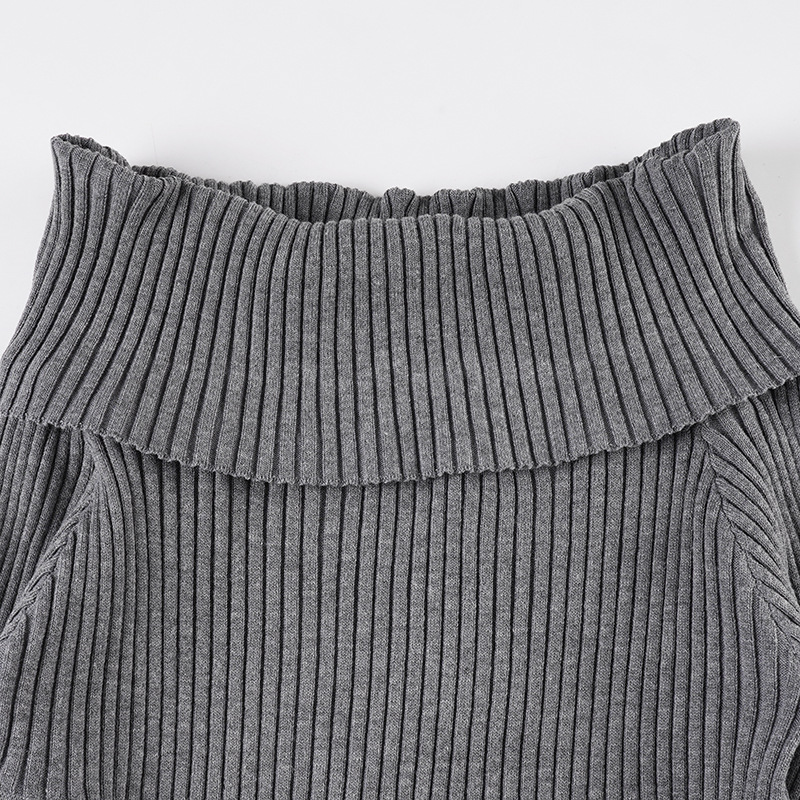 Banded Asymmetric Neck Contour Sweater Dress