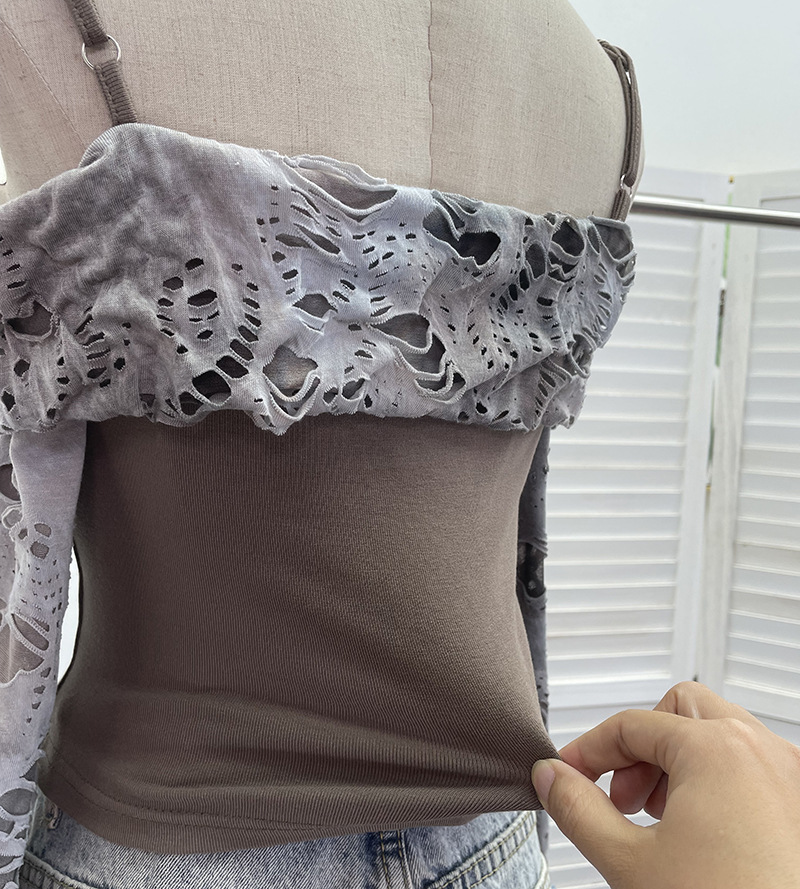 Cutout Full Sleeve Cropped T-Shirt