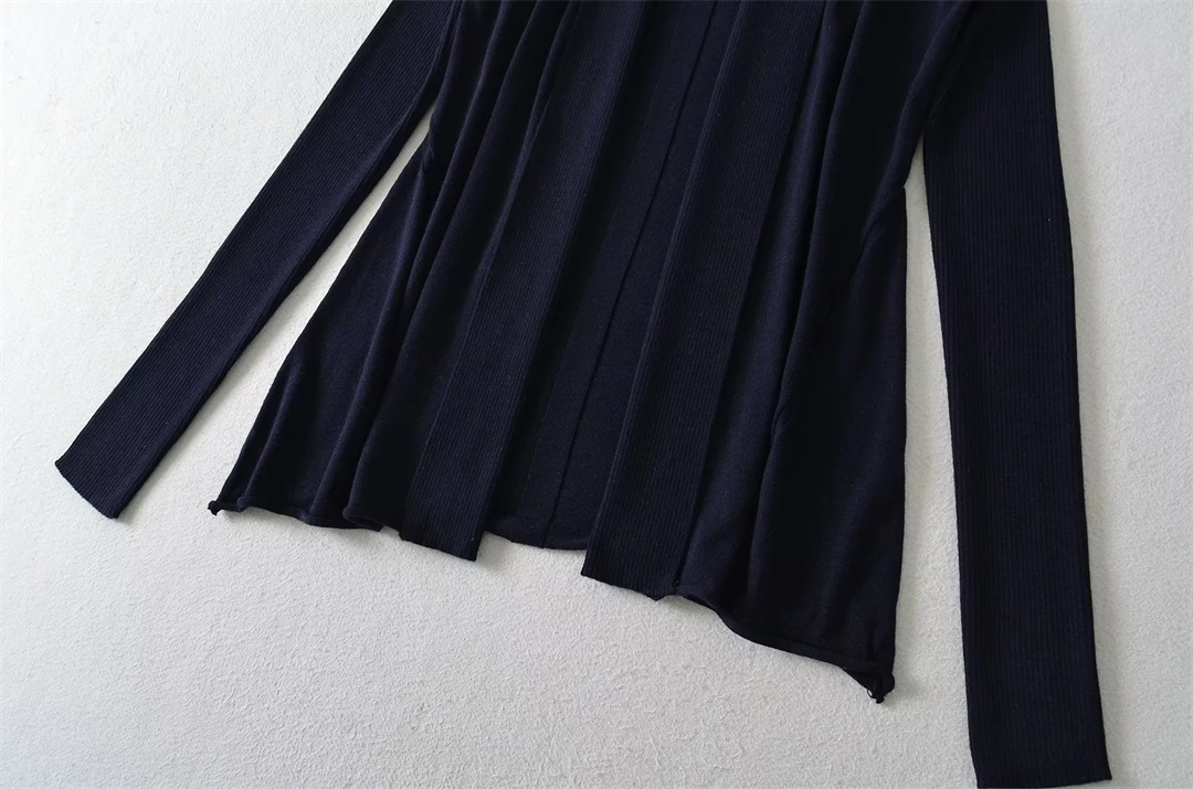 Ladies Plain Knit Irregular Silhouette Cardigan