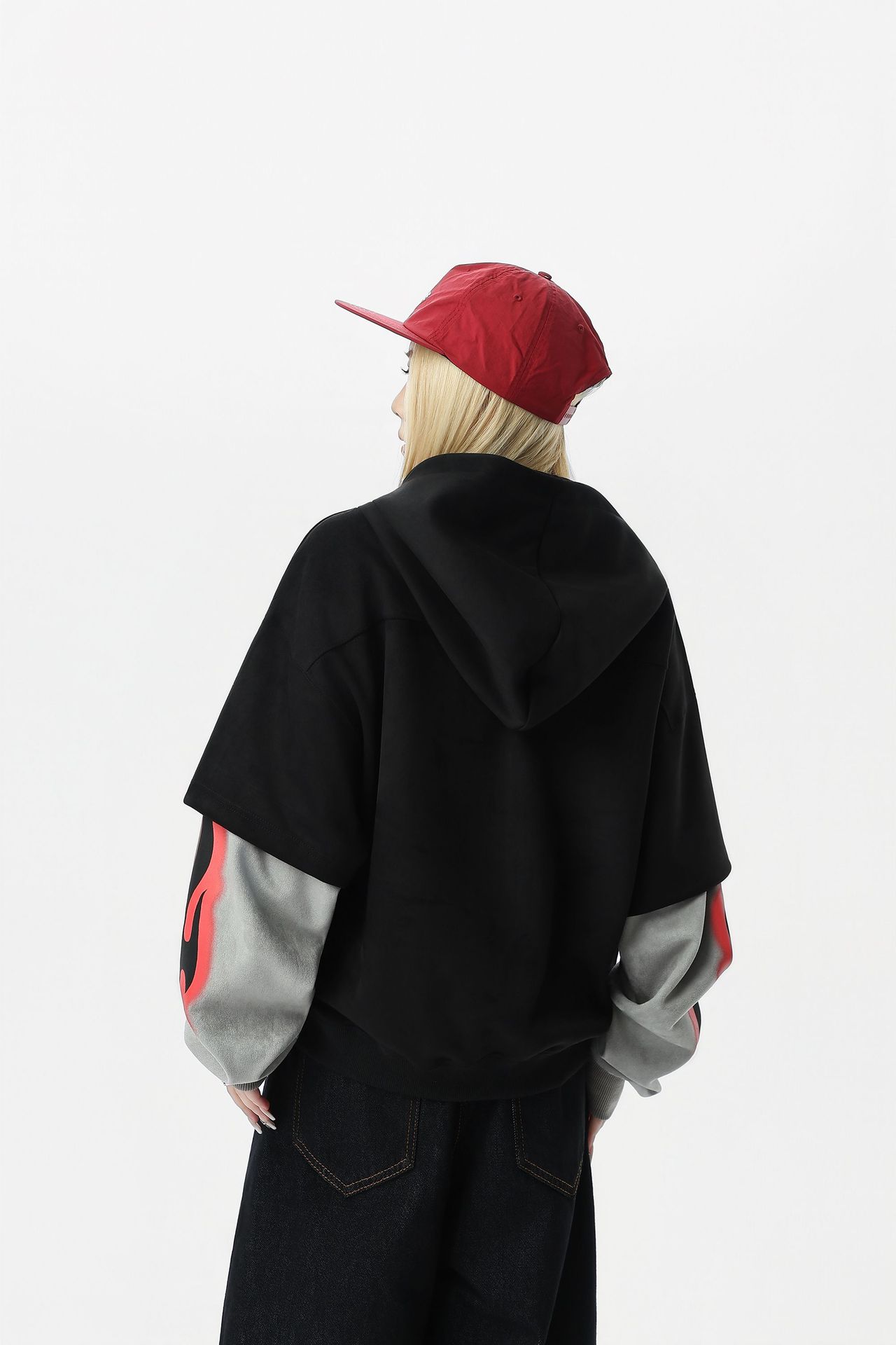 Streetwear Synthetic Graphic Long Sleeve Zip Hood Sweatshirt