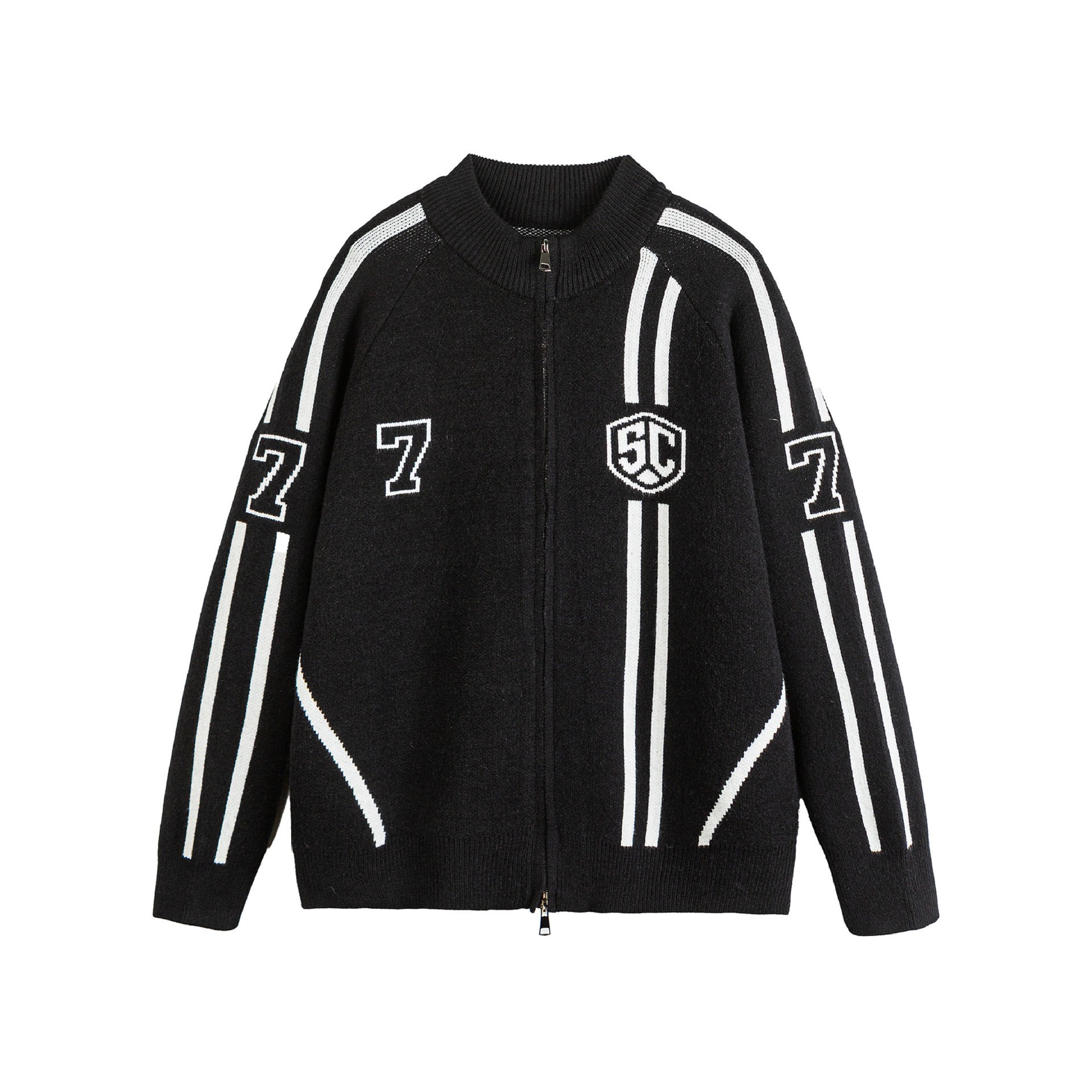 Two-Tone Textured Dual-Zip Athletic Polyester Jacket