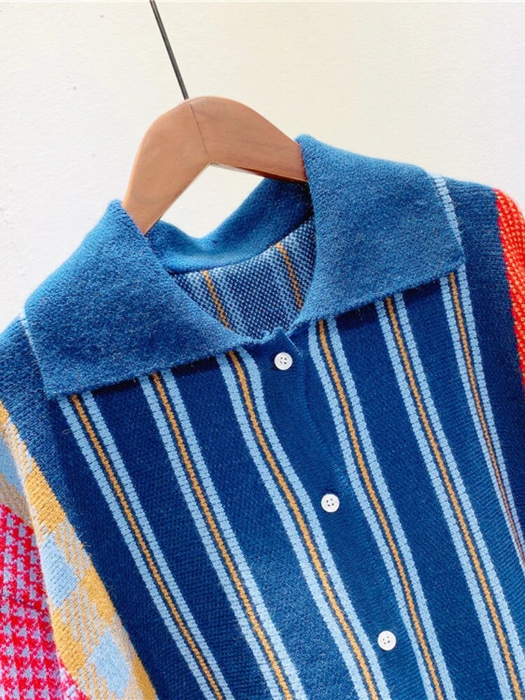 Ladies Multi Oversized Button-Front Cotton Cardigan
