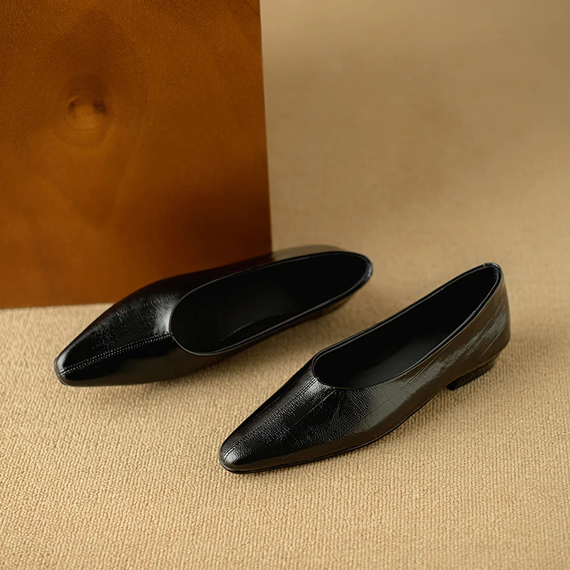Fashion Genuine Leather mid heels woman elegant Loafer office lady square toe party pumps