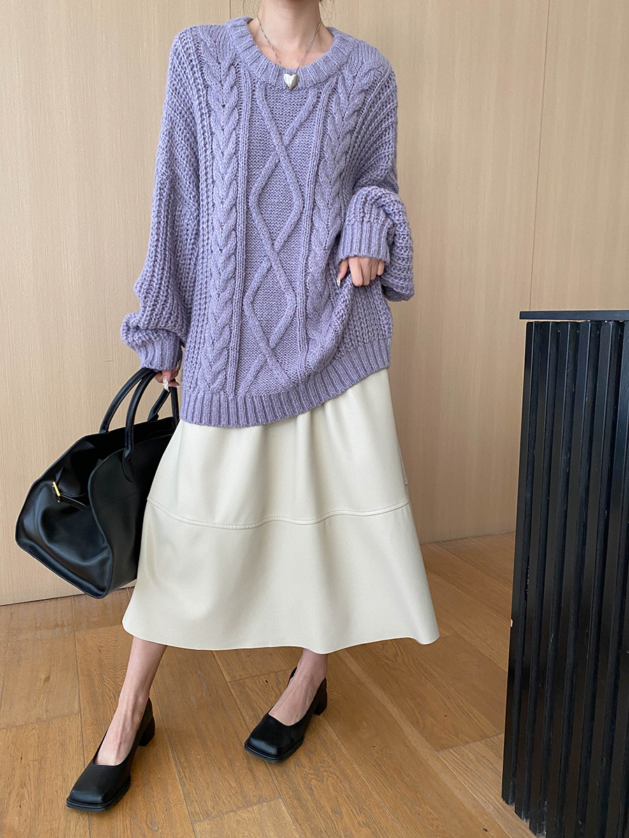 Relaxed Fit Solid Long Sleeve Sweater
