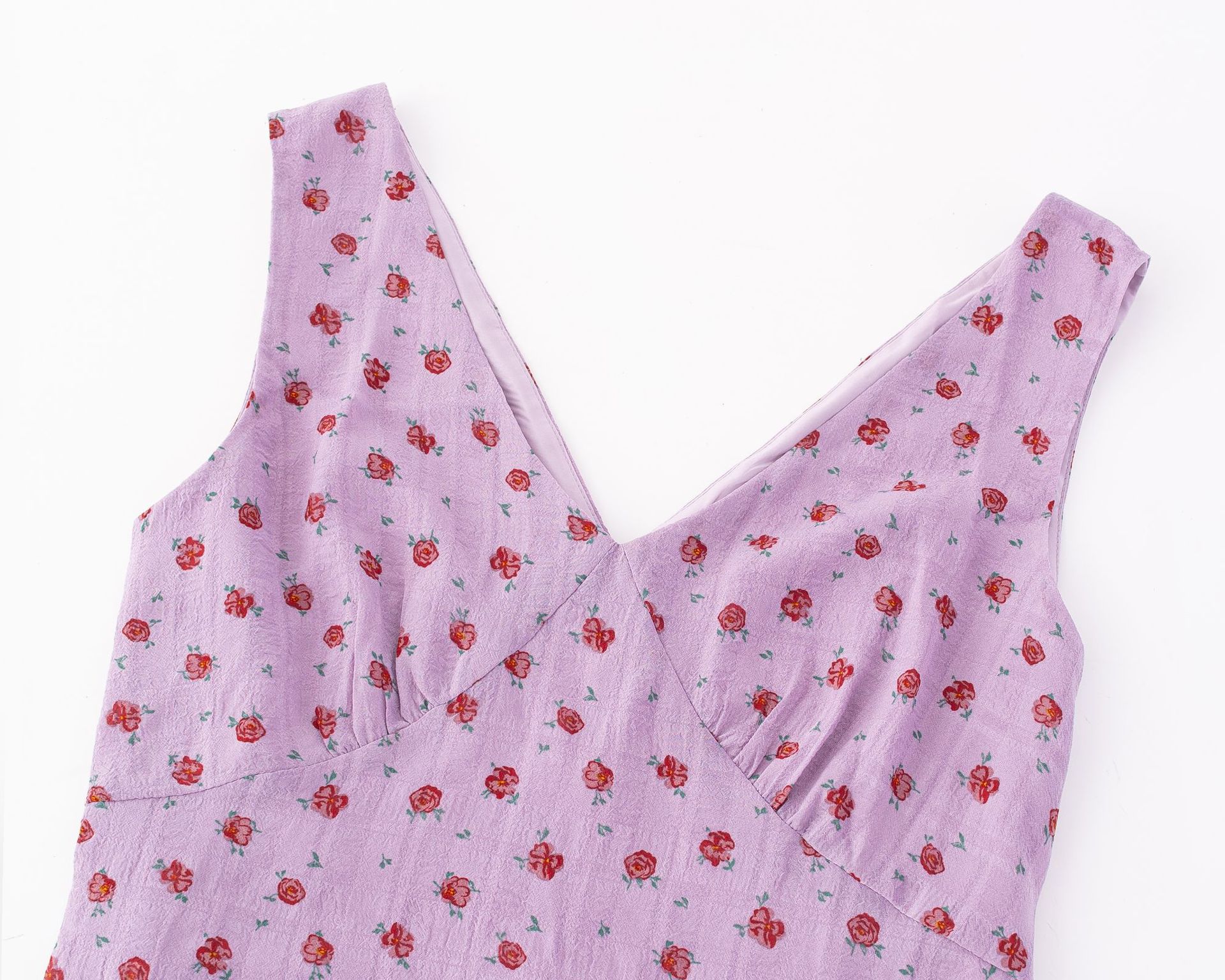 Sexy V-neck purple print strap dress
