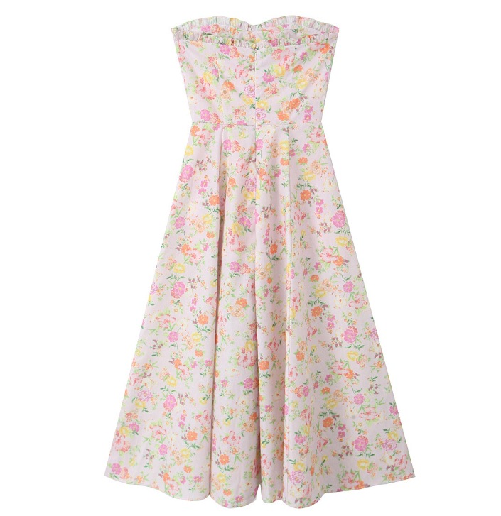 Women's Clothing Floral Fishbone Tie Strap Top + Tube Top Dress Set