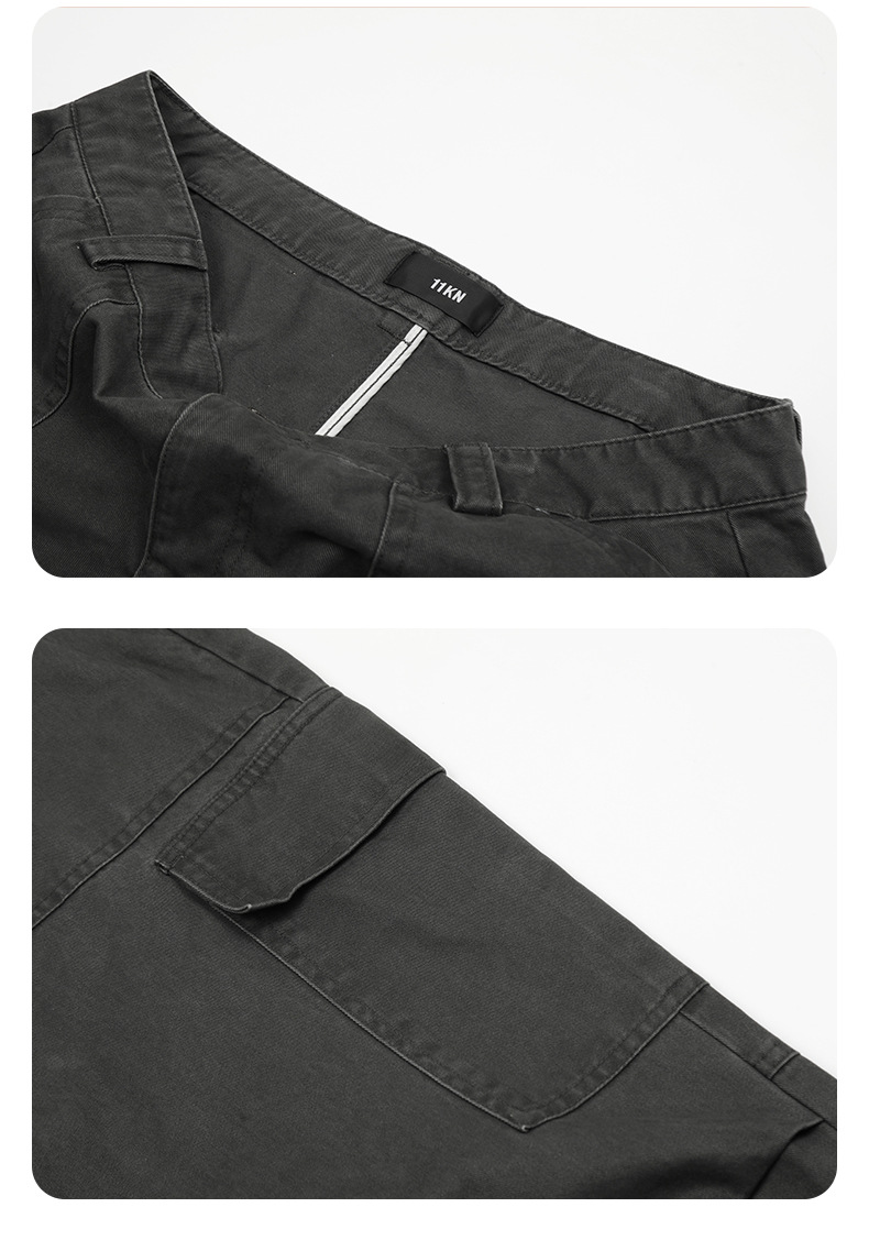 Faded Vintage Pleated Trendy Loose Fit Straight Leg Wide Leg Casual Trousers for Men and Women