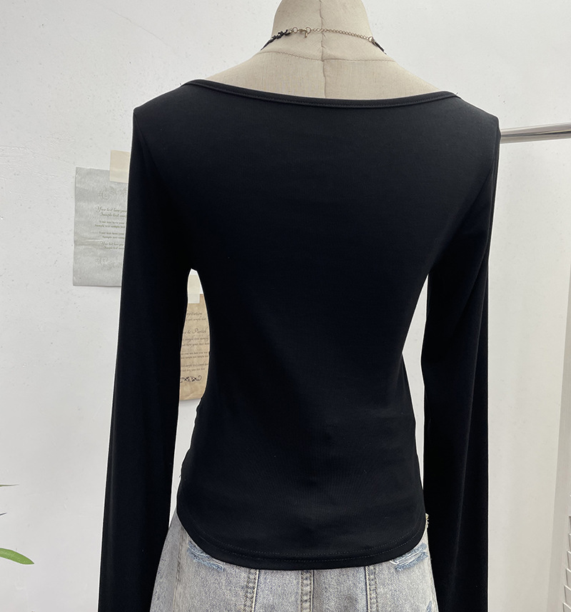 Full Sleeve V-Neck Openwork Slim Fit Tee