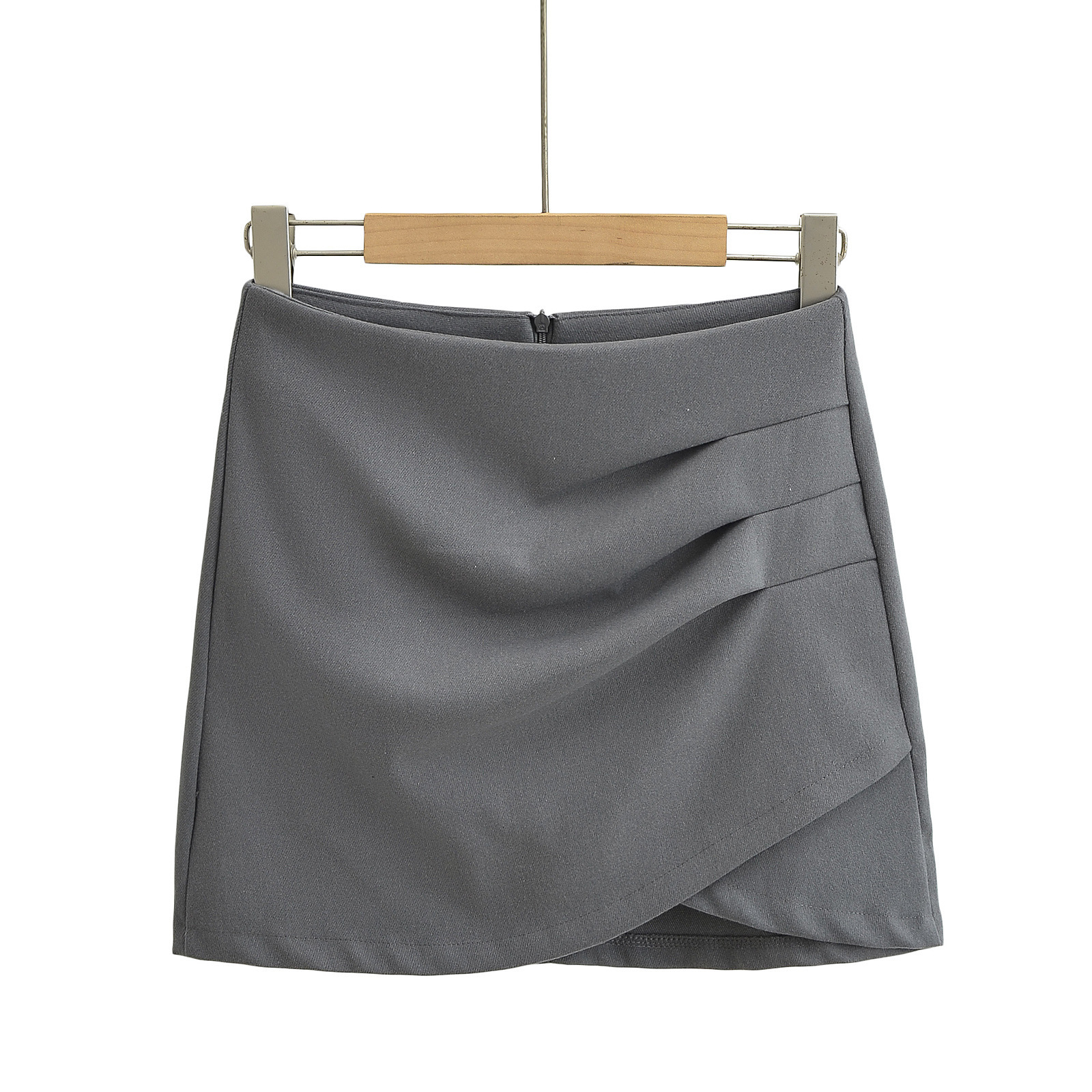 Asymmetrical Unprinted Cotton Blend Streetwear Skirt