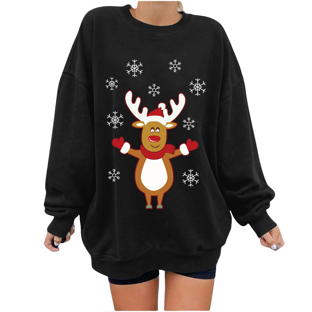 Loose Fit Cotton Blend 3D Deer Hoodie