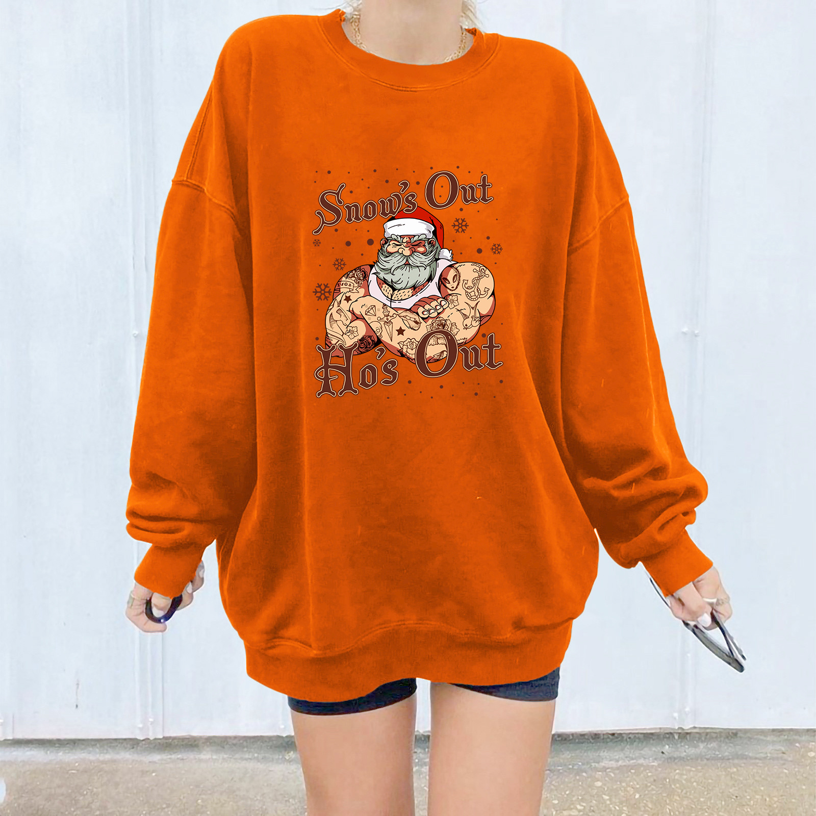 Ladies' Oversized Christmas Graphic Hoodie