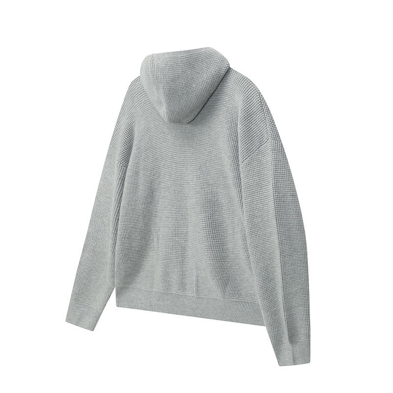 Relaxed Plain Ribbed Hood Wrap Cardigan