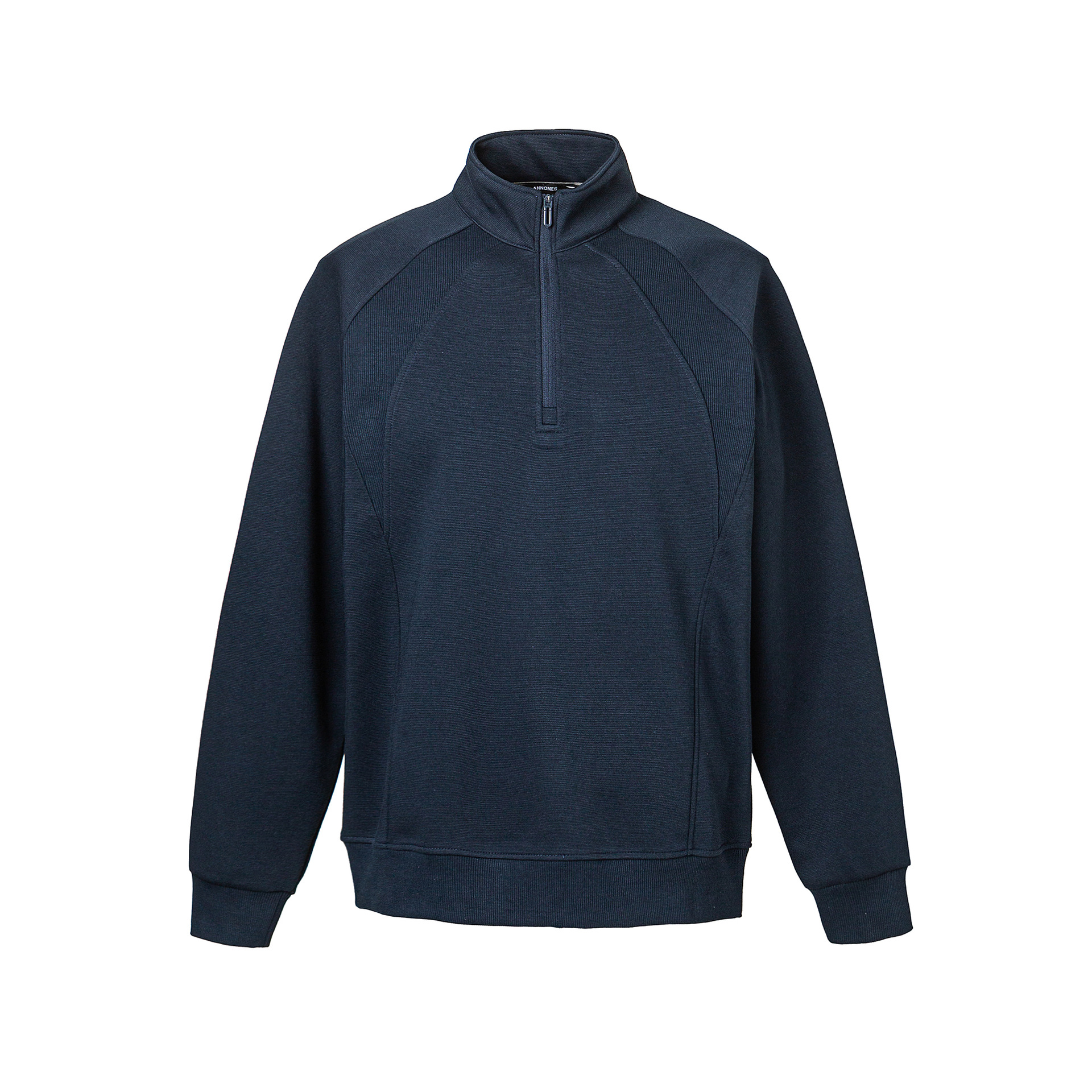 Plain Paneled Band Neck Mid Zipper Hood Sweatshirt