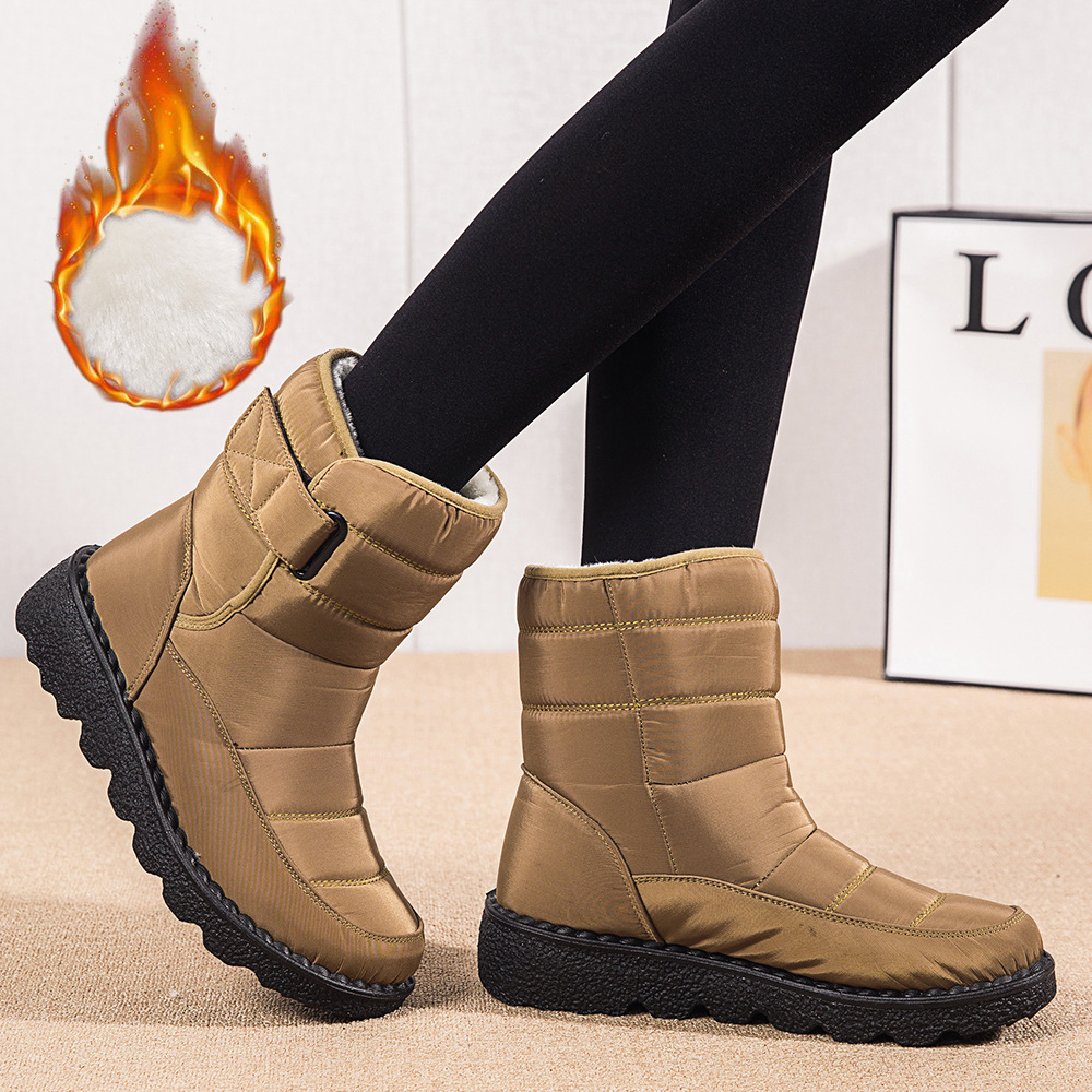 Winter New Snow Boots Women's High Top Waterproof Cotton Shoes Casual Short Tube Plush Plus Large Cotton Boots 43 Amazon