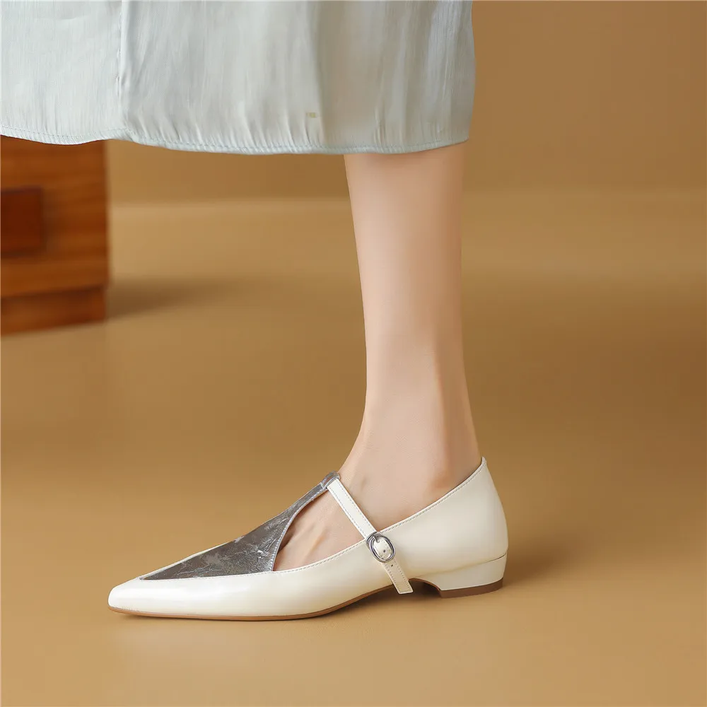 Ladies Urban Tapered Two-Tone Belted Ballerina