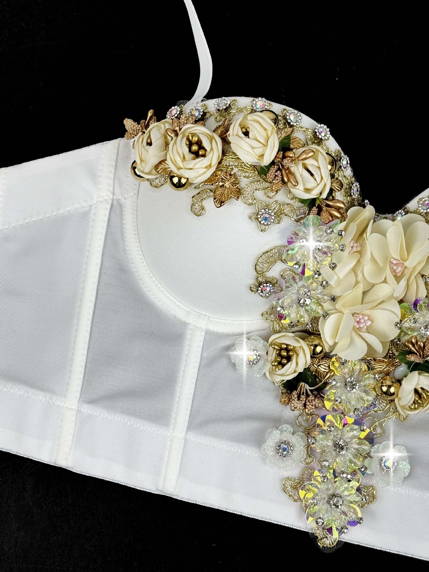 European and American Style Three-dimensional Flower Rhinestone Beaded Corset Fashion Luxury Sexy Outerwear Bone Strap Top