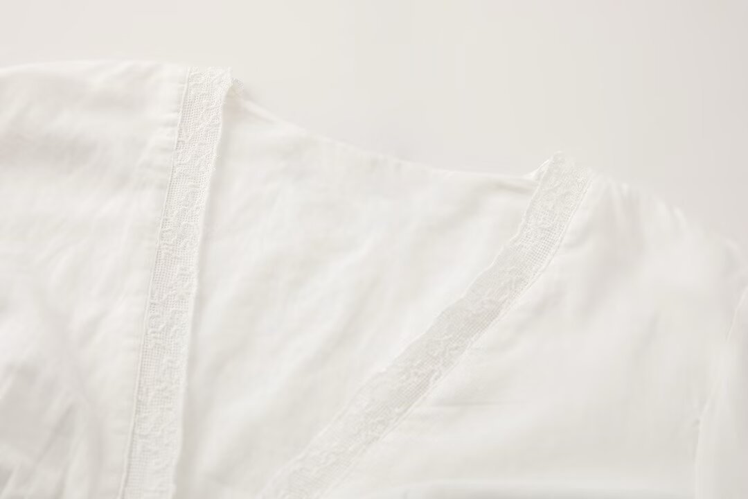 V-neck long sleeved solid color lace up shirt top for women