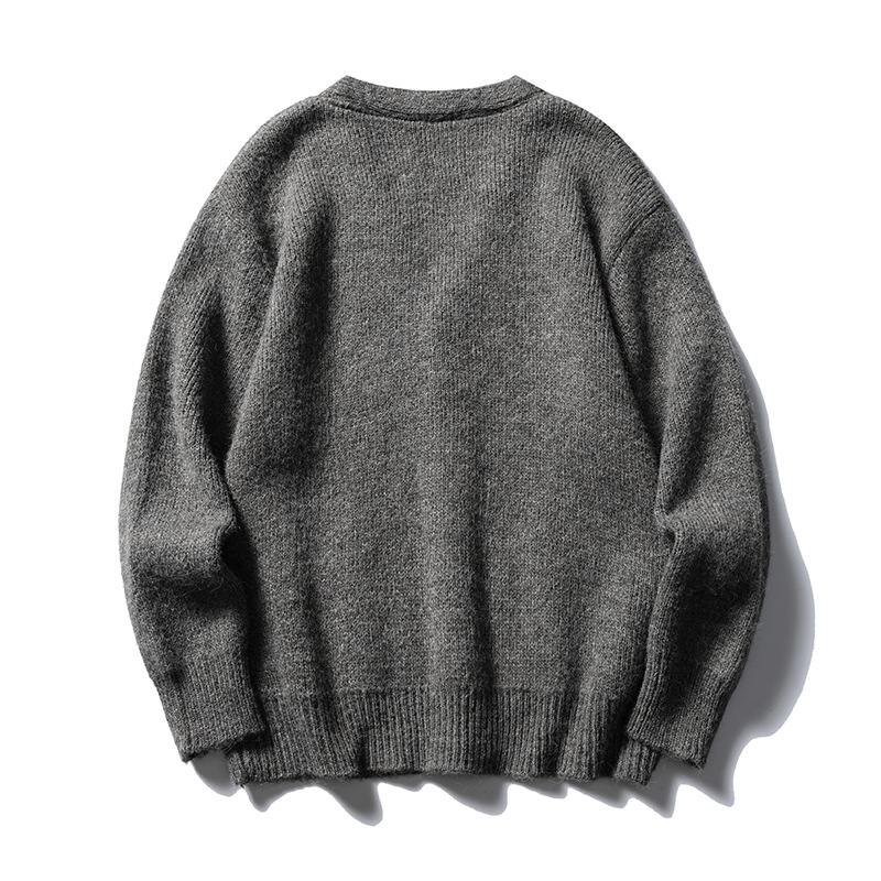 Japanese Workwear Jacquard Oversized Long Sleeve Knit