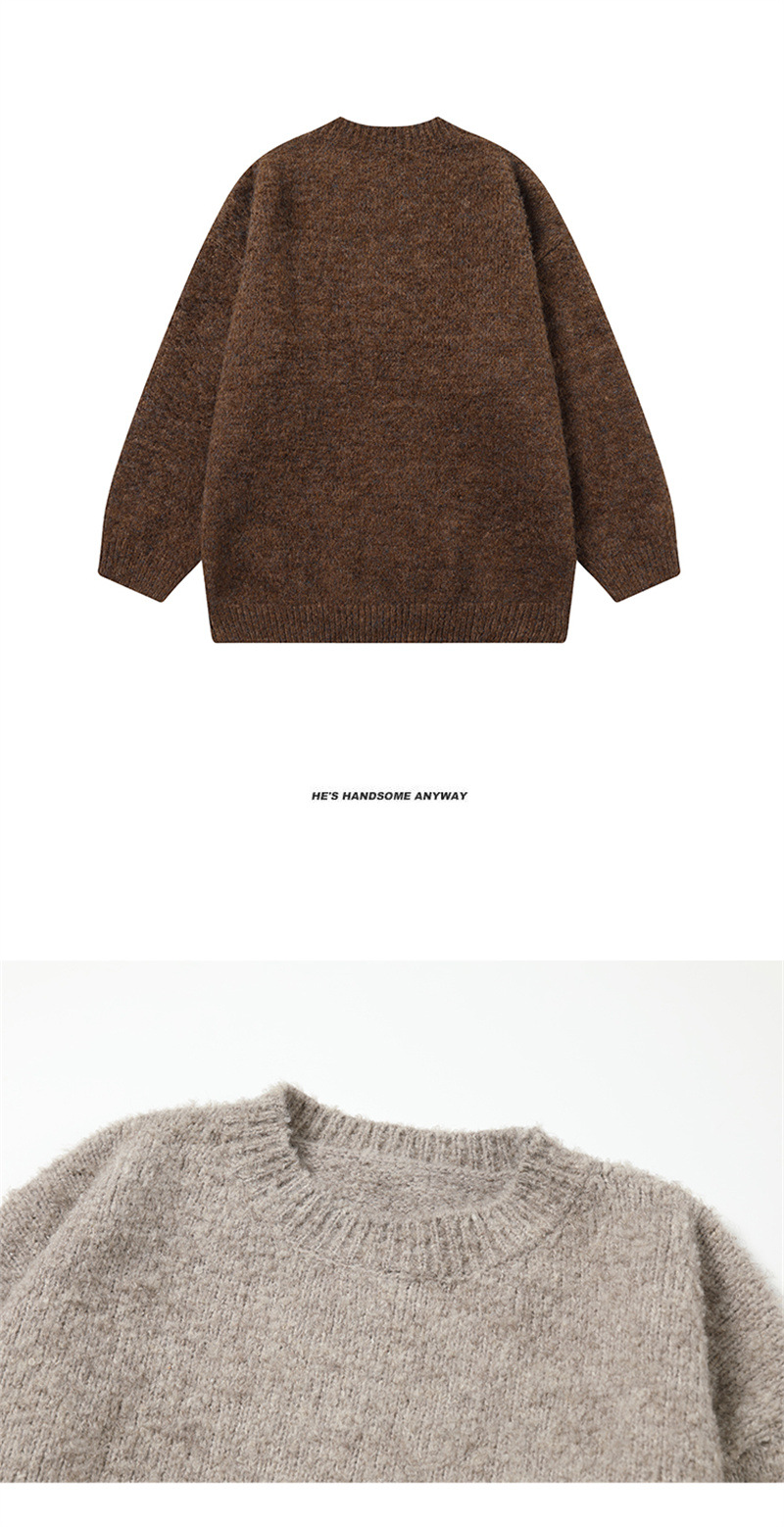 Japanese Workwear Plain Crewneck Knit Sweater