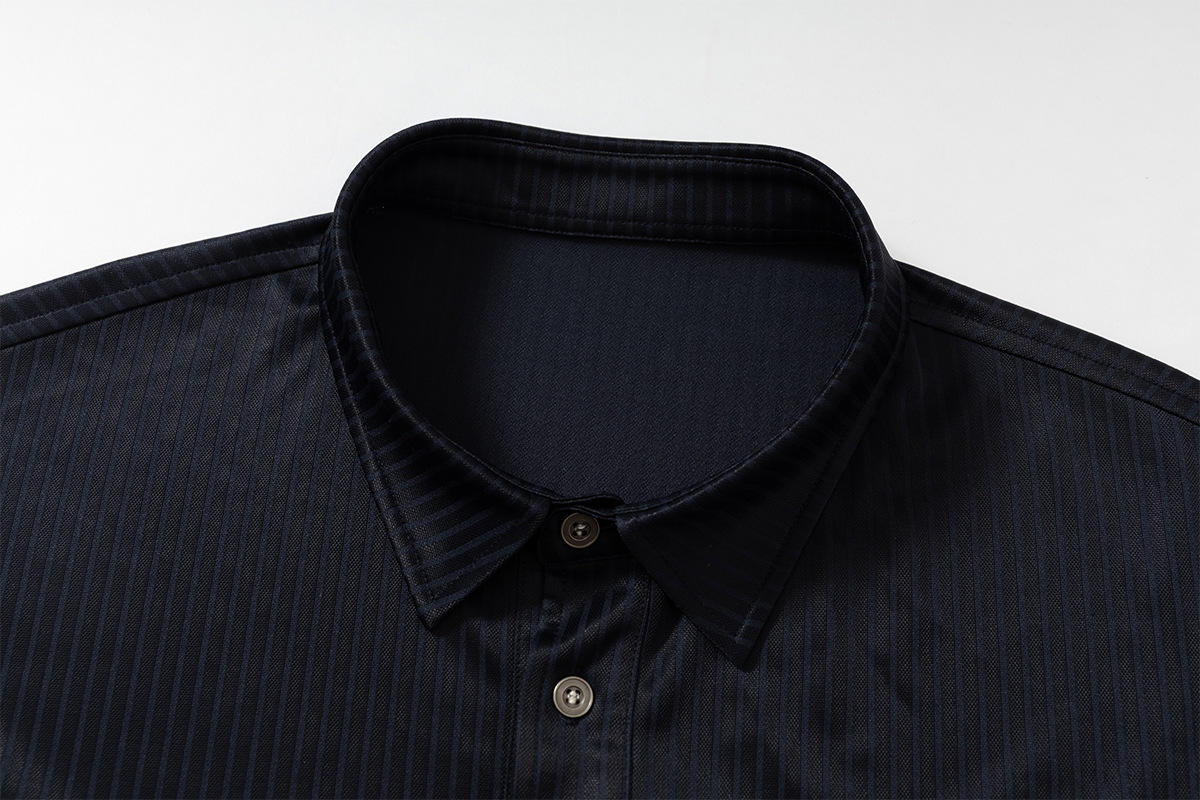 Color Block Full Arm Faux Layered Collared Shirt