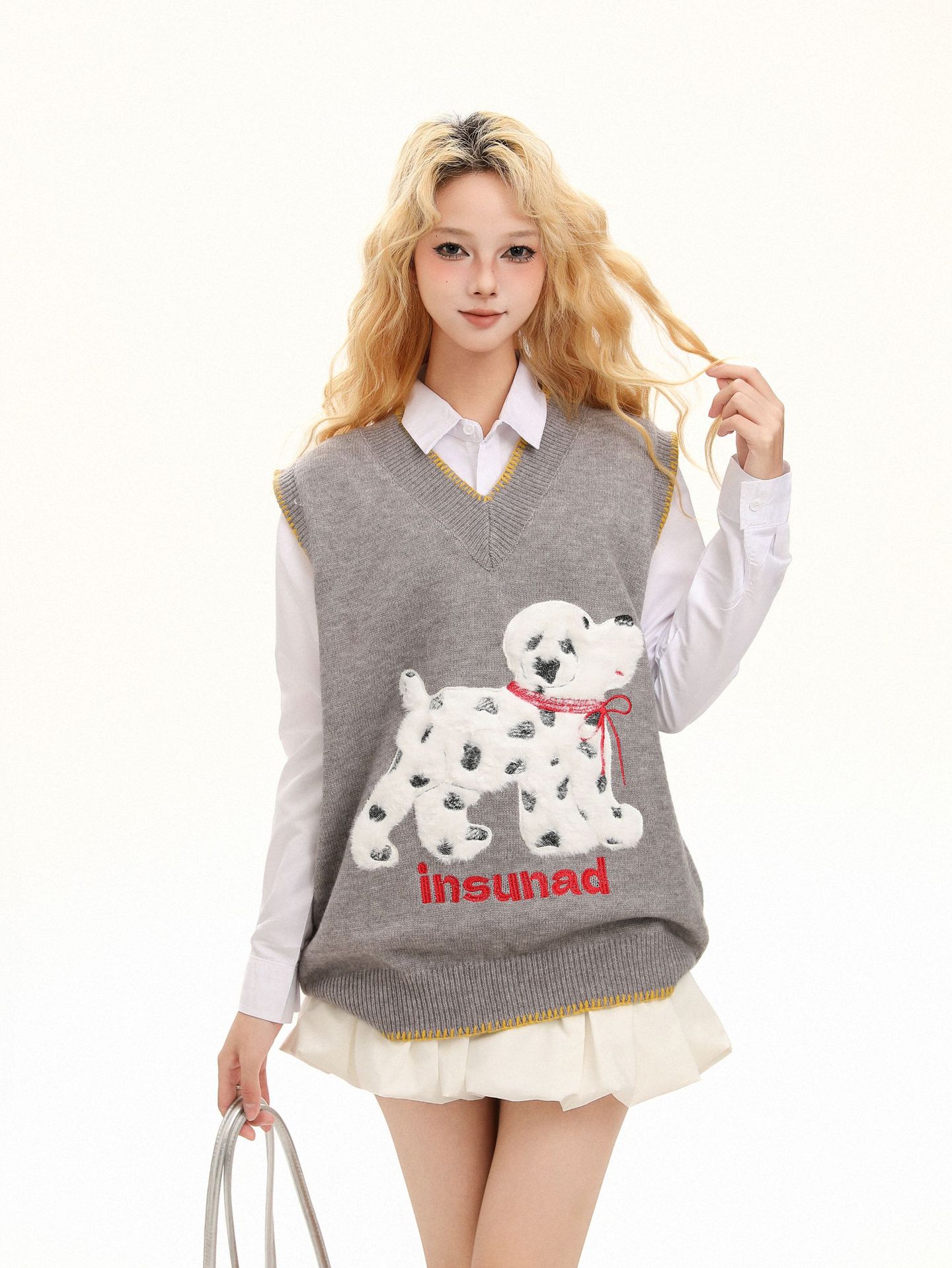 Custom Dalmatian Print Knit Sleeveless Pullover