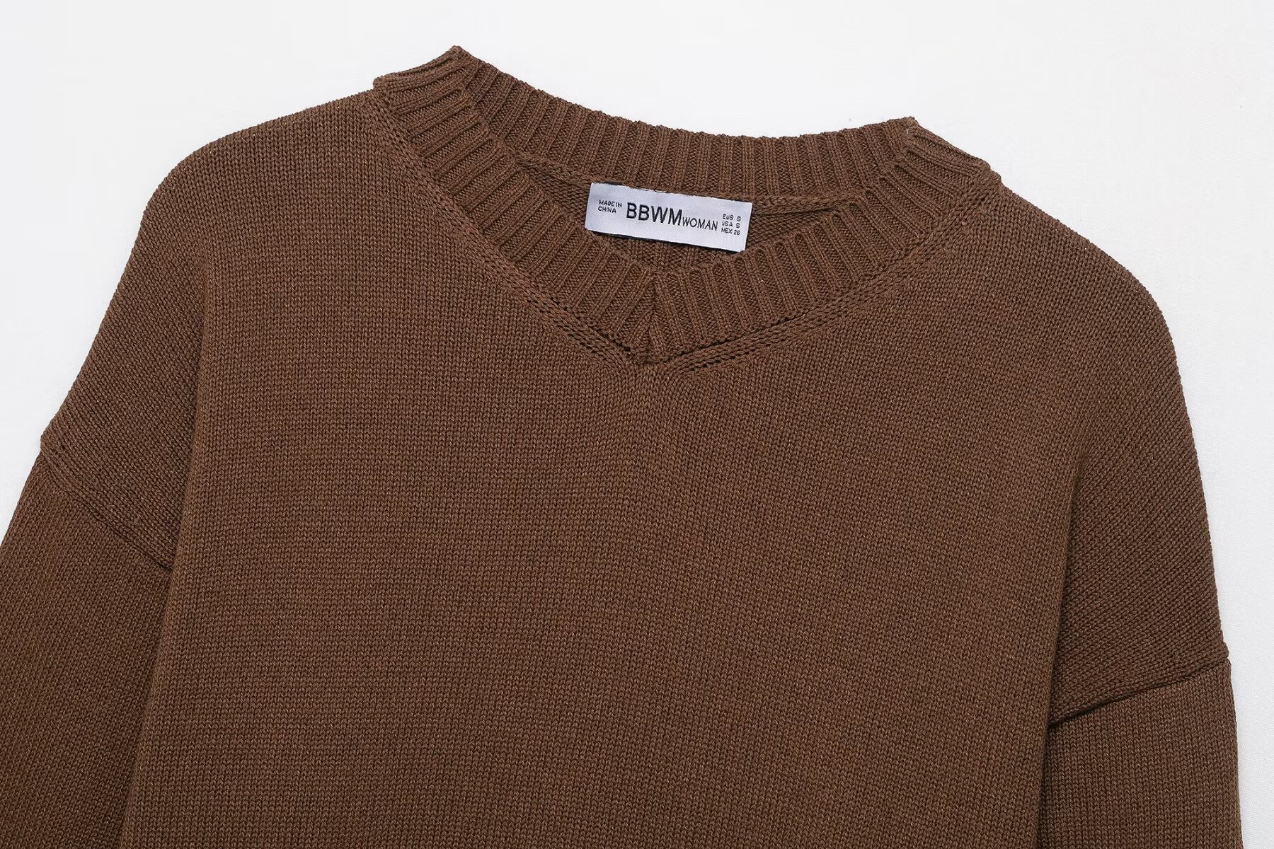 Ladies Solid Color Plunge Sweater