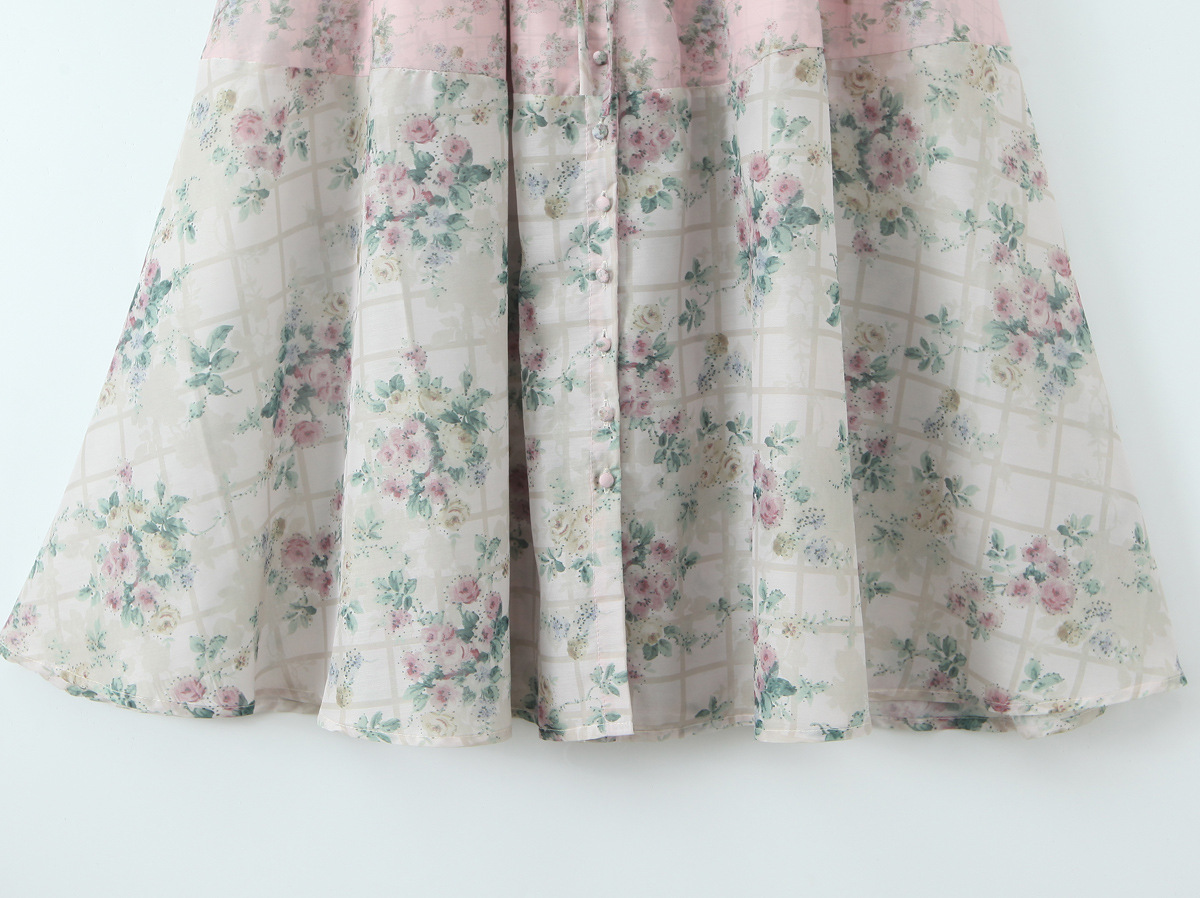 Square Neck Botanical Print Short Puff Resort Dress