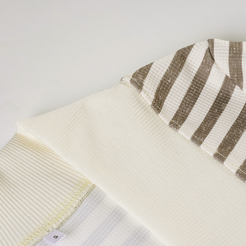 Fitted Urban Contrast Bands Waffle Sweater