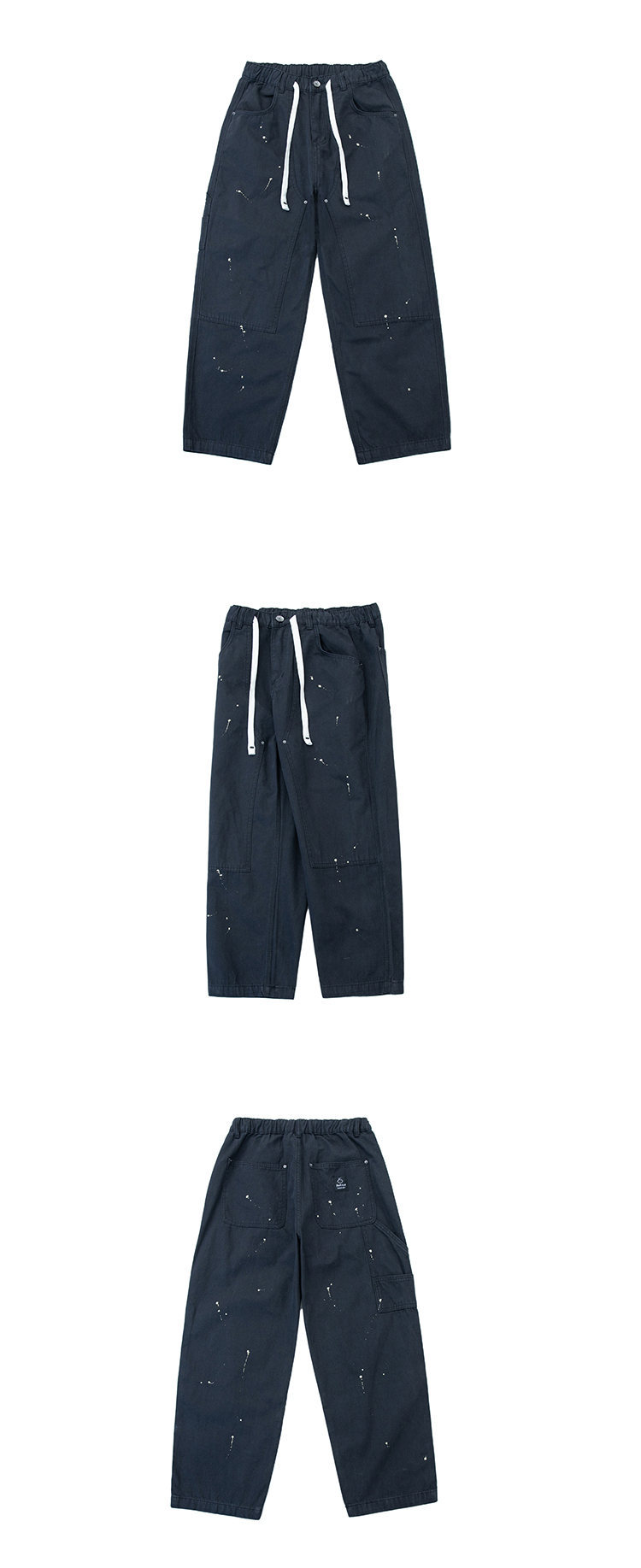 Dyeing Pattern Wide-Leg Work Pants High Waist Zipper Closure Pants