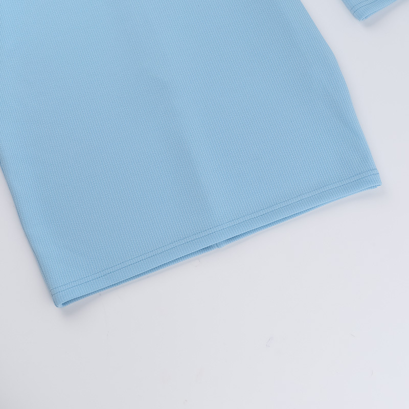 Bodycon Knitted U-Neck Full-Length Sleeve Skirt