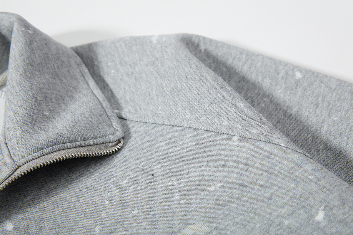 Half open collar raglan sweatshirt with flip collar sweatshirt