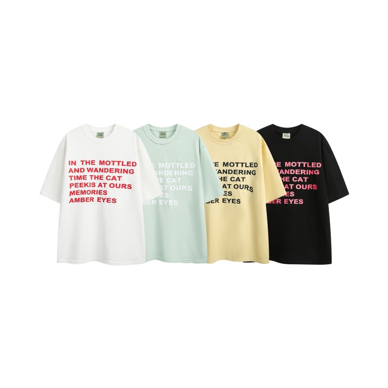 Oversized Unisex Japanese Retro Letter Crew Neck Tee