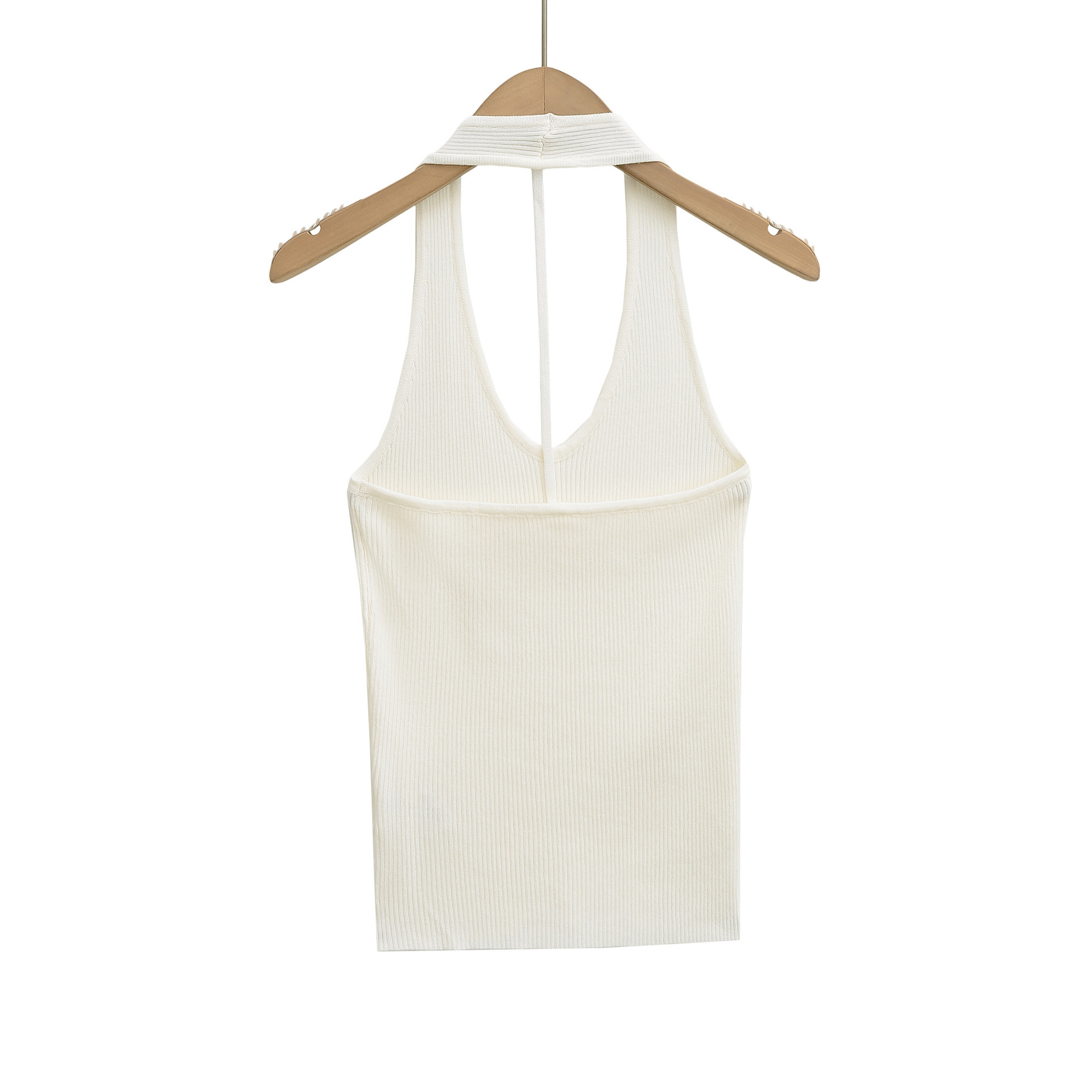 Sexy Backless Halter V-Neck Knitted Crop Top