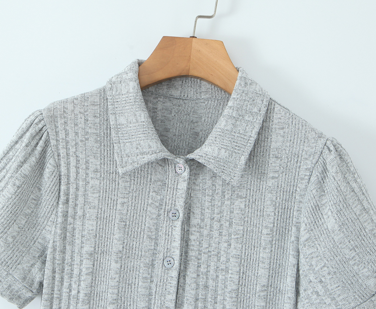 Bubble Sleeve Splicing Knitted Flare Dress