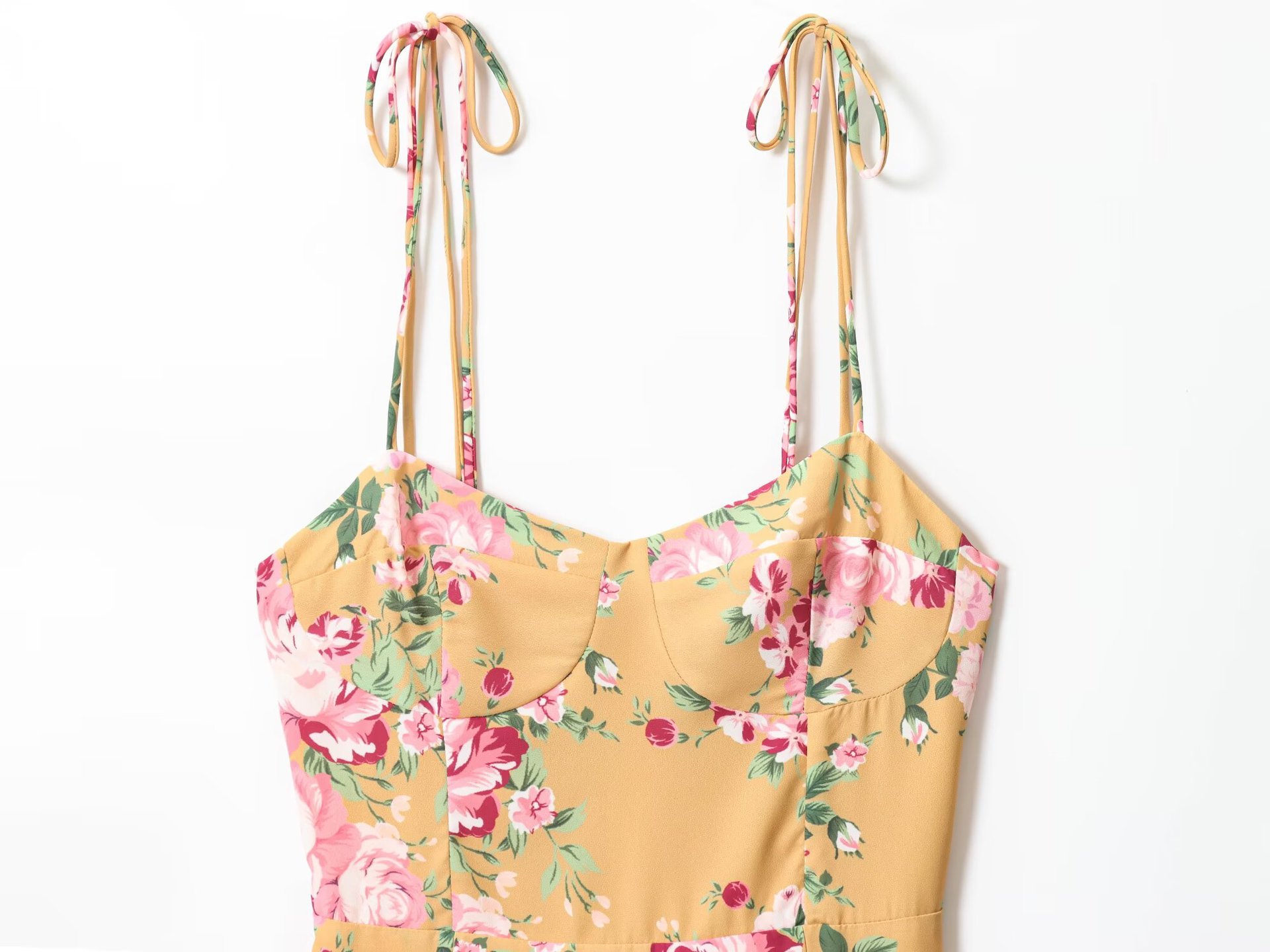Printed sexy side slit casual strap dress with suspender strap