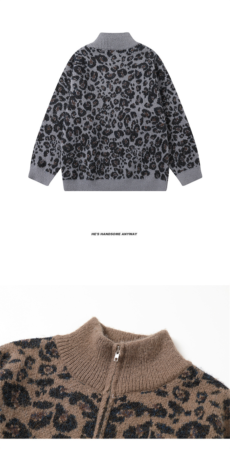 Unisex Japanese Workwear Spotted Jacquard Mandarin Cardigan