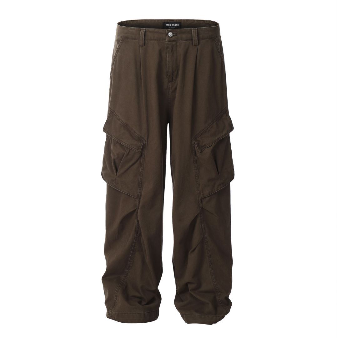 Pants with Multiple Pockets Design Wide Leg Casual Trousers for Men and Women