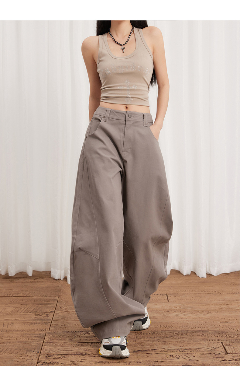 Women's High-Waisted Wide-Leg Jeans Pure Cotton Loose Pants