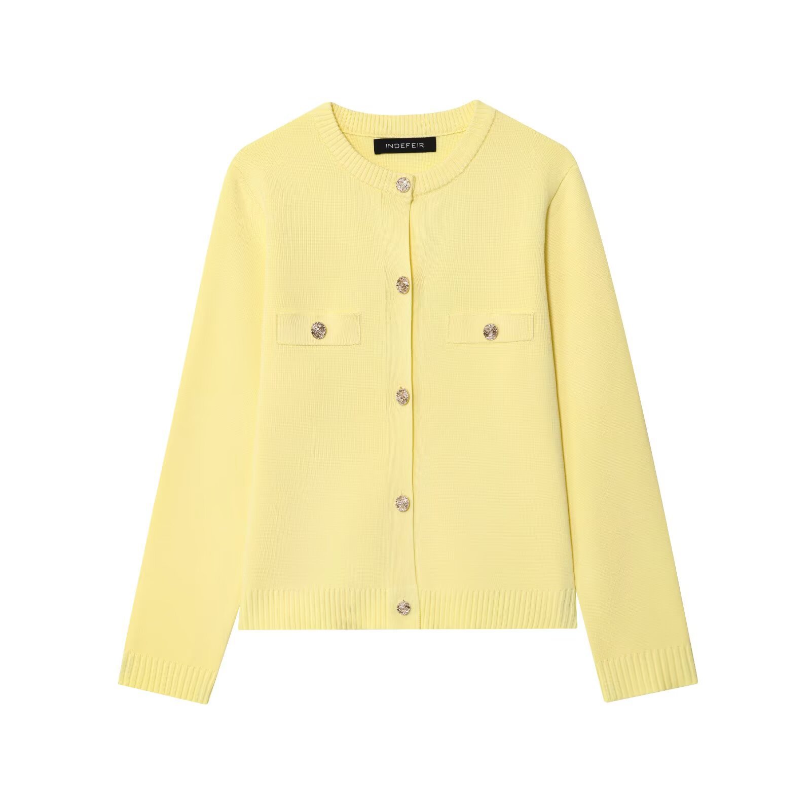 Ladies Crew Button-Front Quad-Tone Sweater