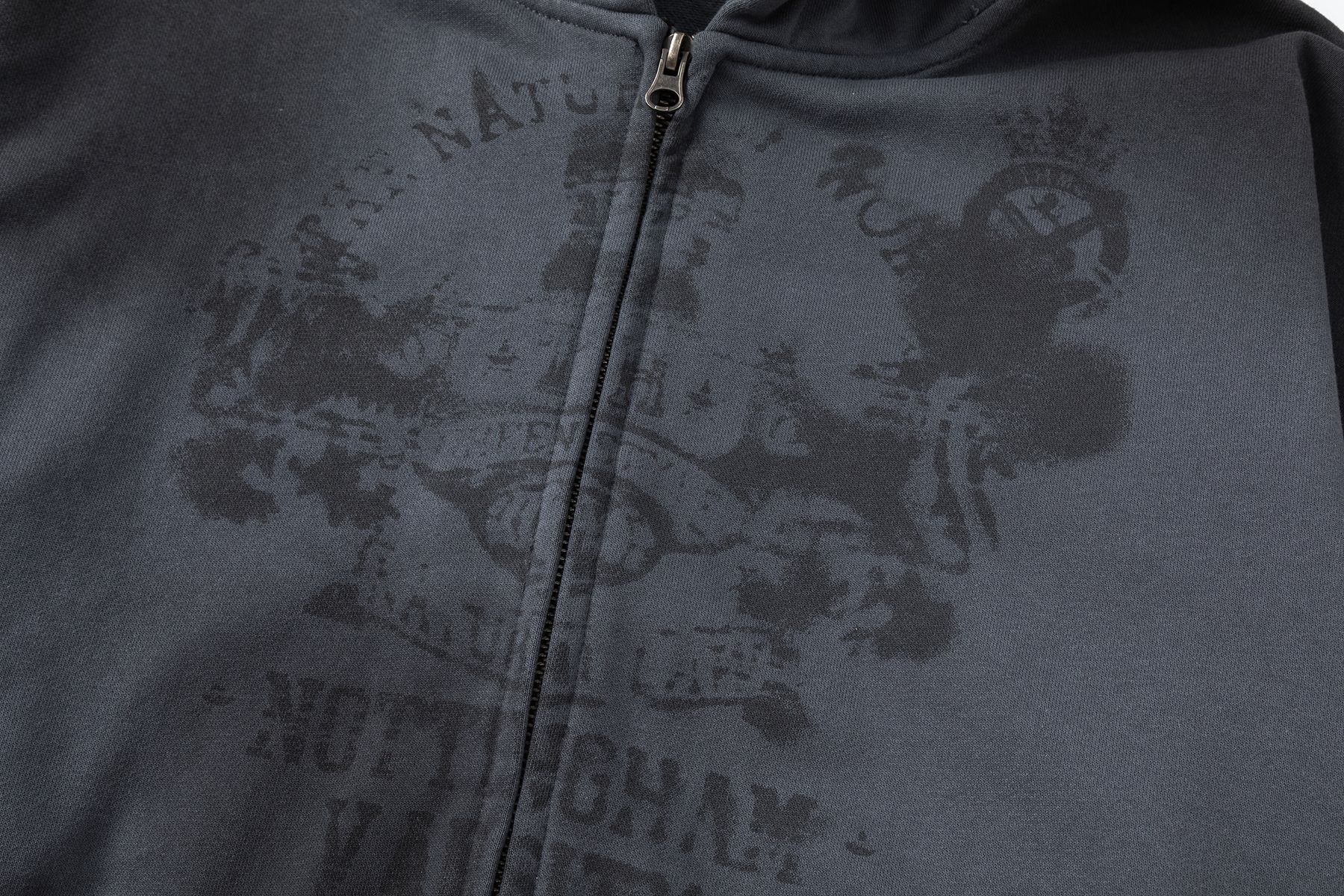 Streetwear Cropped Boxy Pony Print Zipper Hoodie