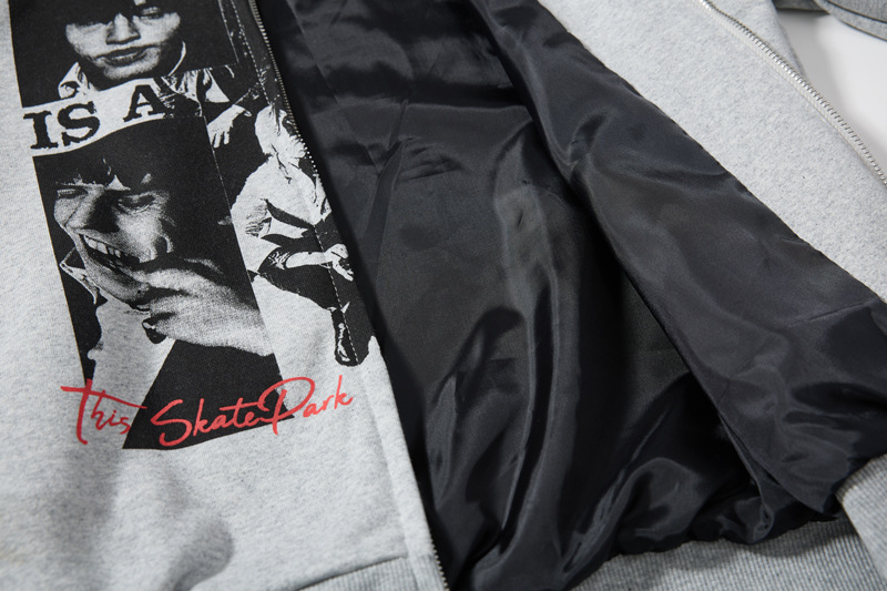 Urban Retro Musician Graphic Zippered Hoodie